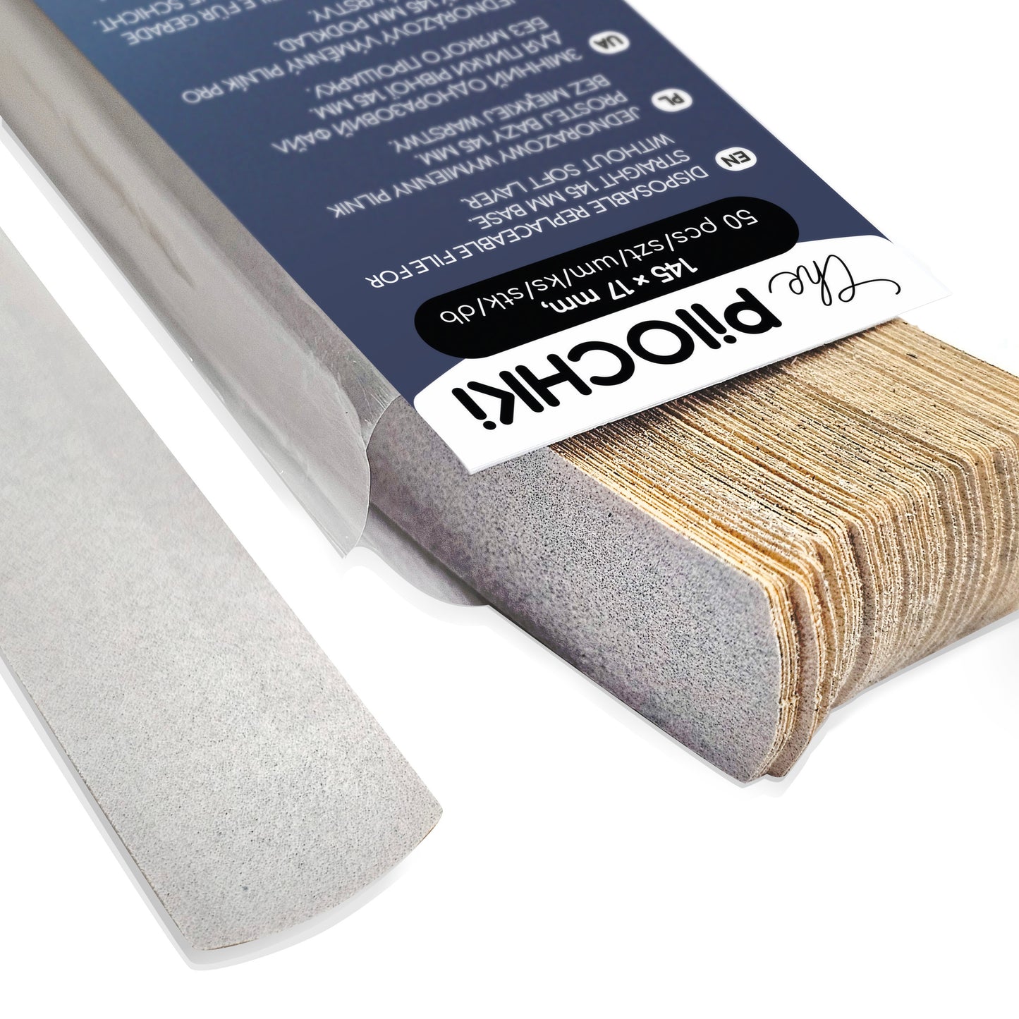 Wymienne pilniki proste 145 mm, białe, 180 grit, 50 szt. - ThePilochki