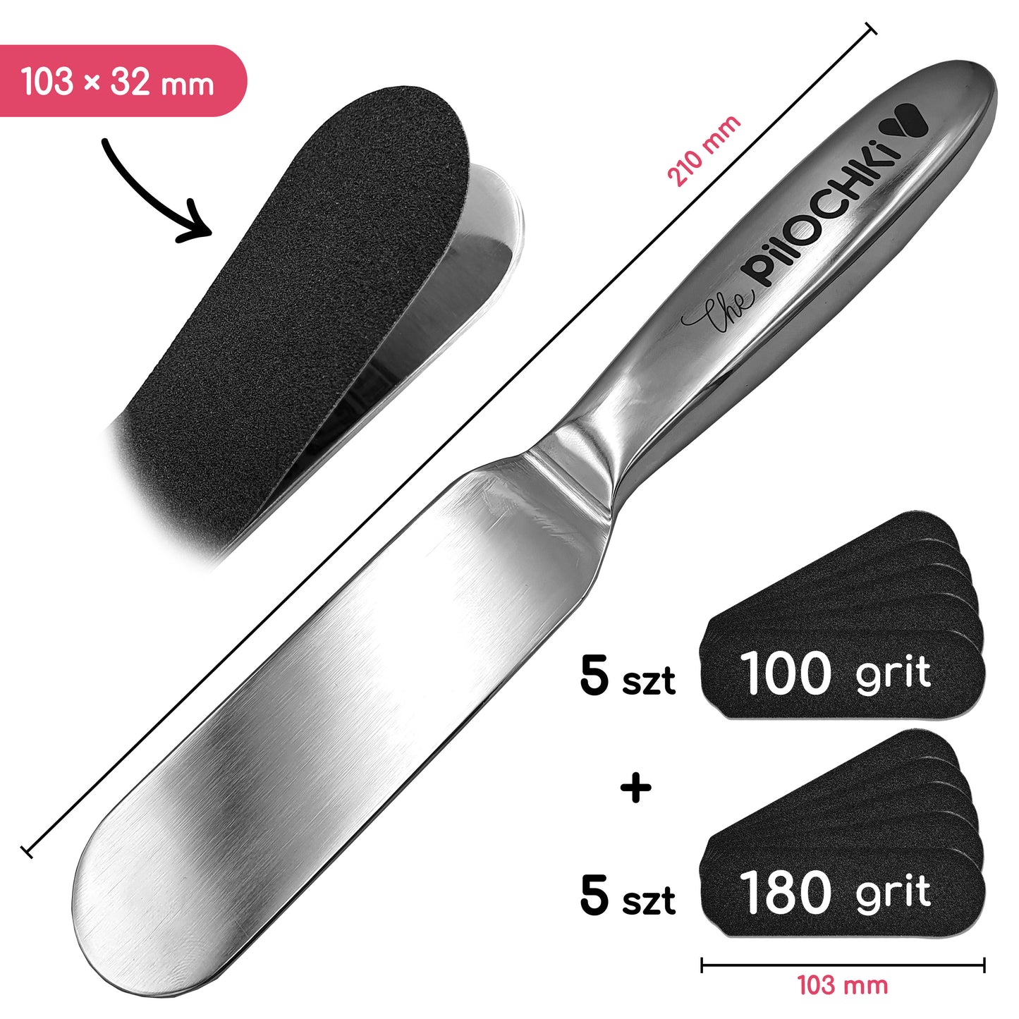 Tarka do stóp - baza metalowa MINI 210 mm + 10 wkładów 100/180 - ThePilochki